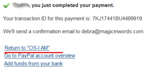PayPal Return Instructions